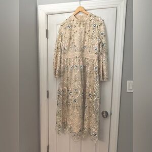 EUC Cream Midi Dress with floral accents by Ivy City Co